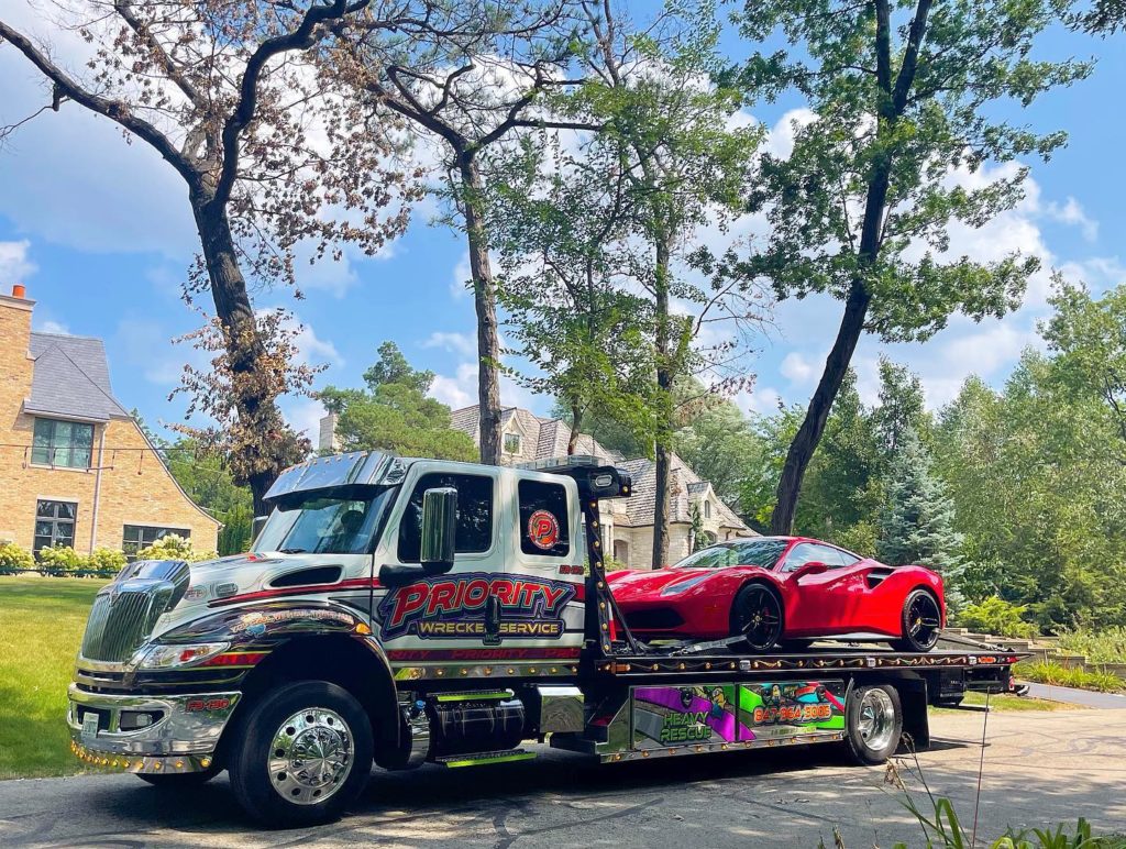 luxury car towing, classic, ferrari, batavia, il, chicago suburbs, priority wrecker service inc