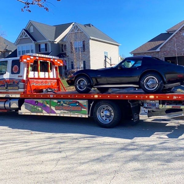 luxury car towing, corvette, batavia, il, chicago suburbs, priority wrecker service inc